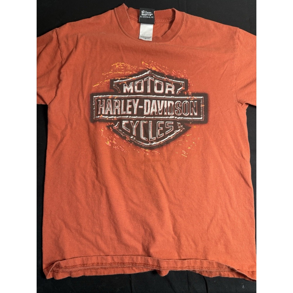 Vintage Y2K Harley-Davidson North Canton OH Orange Tee M‎